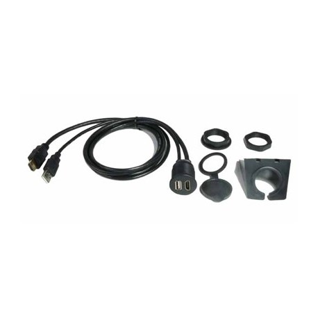 Dash-Mount, 3 foot Extension Cables for HDMI and USB, With Splash-Resistant Cover and Optional Mounting Bracket